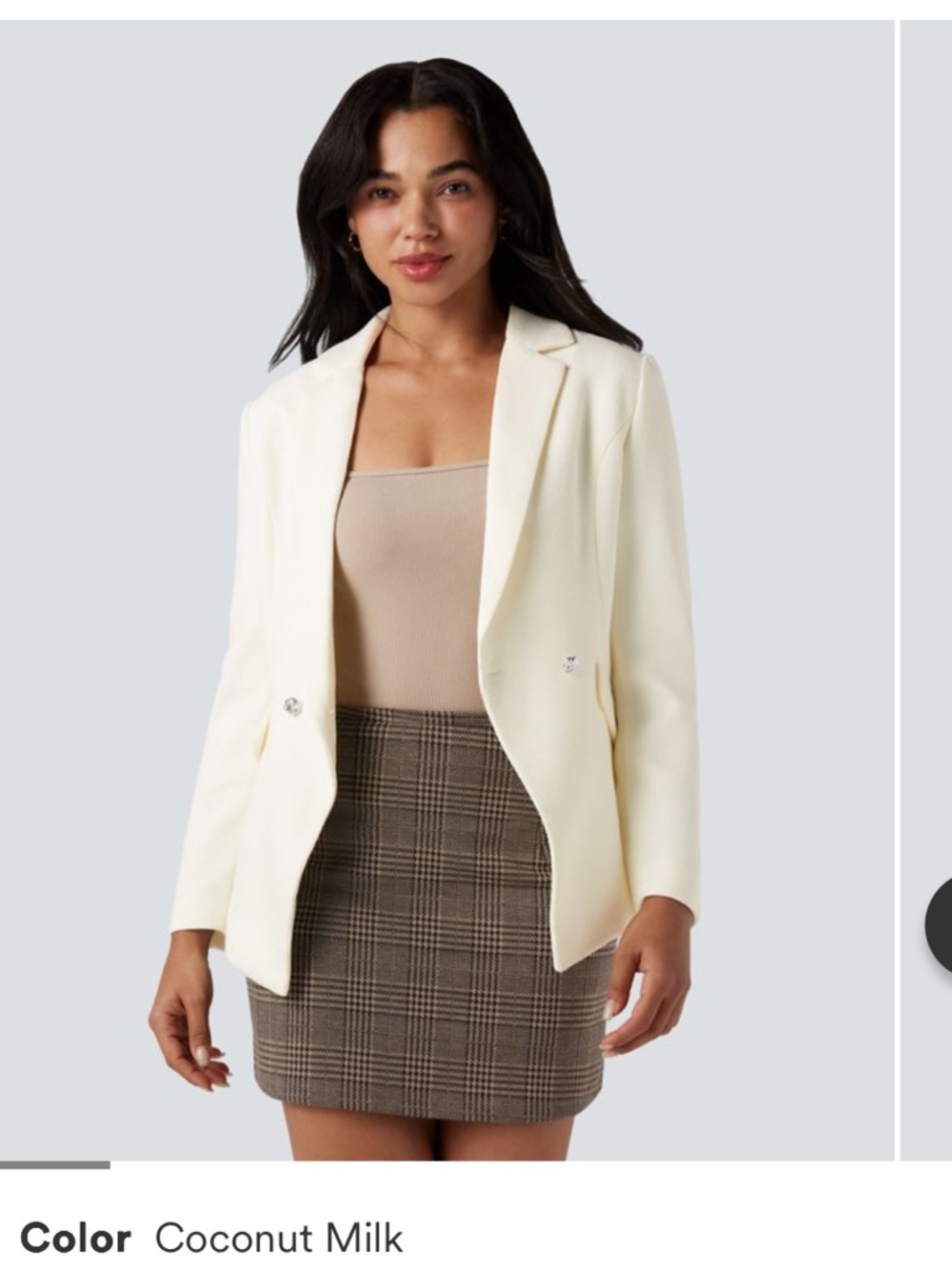 Halara Women’s Notched Collar Long Sleeve Work Blazer - Cream NWTs Size M